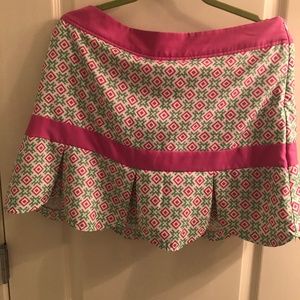 Birdies & Bows Womens Golf Skort size 12 scalloped hem, side zip